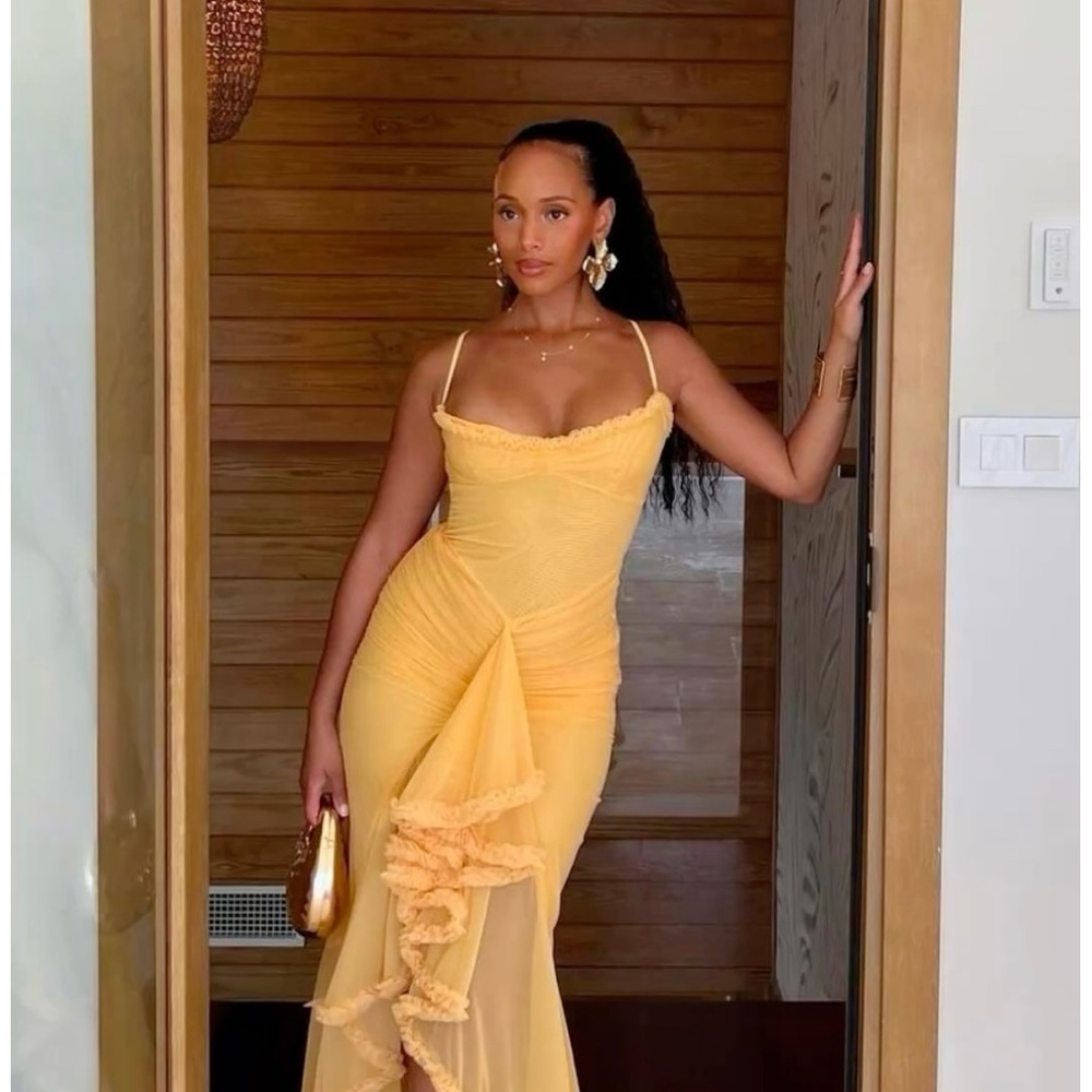 Elegant Yellow Evening Dress